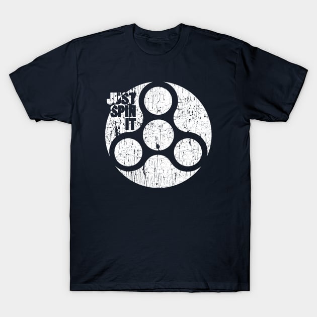 Fidget Spinner Rounded Distressed Navy T-Shirt by CreativeWear